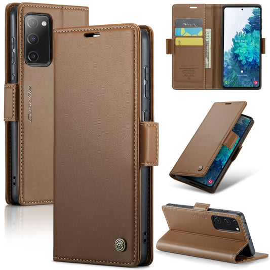 For Samsung Galaxy S20 FE CaseMe 023 Butterfly Buckle Litchi Texture RFID Anti-theft Leather Phone Case(Brown) - Galaxy S20 FE Cases by CaseMe | Online Shopping UK | buy2fix