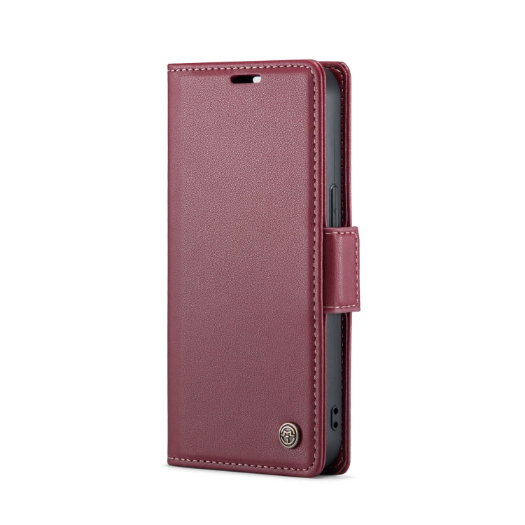 For iPhone 14 CaseMe 023 Butterfly Buckle Litchi Texture RFID Anti-theft Leather Phone Case(Wine Red) - iPhone 14 Cases by CaseMe | Online Shopping UK | buy2fix