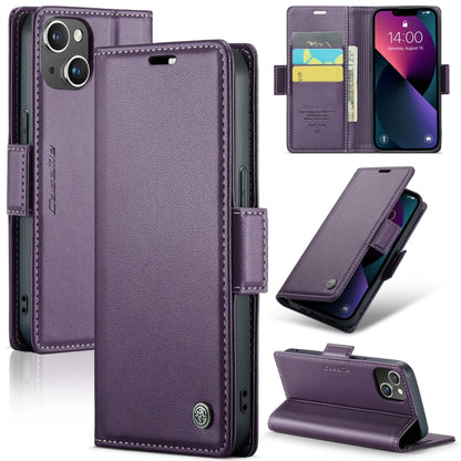 For iPhone 14 Plus CaseMe 023 Butterfly Buckle Litchi Texture RFID Anti-theft Leather Phone Case(Pearly Purple) - iPhone 14 Plus Cases by CaseMe | Online Shopping UK | buy2fix