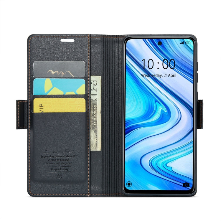 For Xiaomi Redmi Note 9S/Note 9 Pro/Note 9 Pro Max CaseMe 023 Butterfly Buckle Litchi Texture RFID Anti-theft Leather Phone Case(Black) - Xiaomi Cases by CaseMe | Online Shopping UK | buy2fix