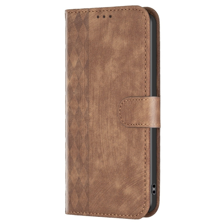 For Xiaomi 12 Pro Plaid Embossed Leather Phone Case(Brown) - 12 Pro Cases by buy2fix | Online Shopping UK | buy2fix