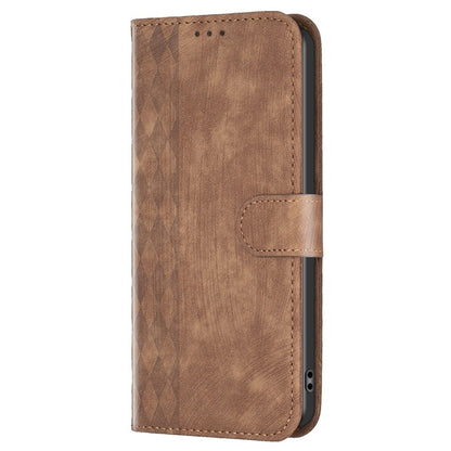 For Xiaomi Redmi 10 2022 Plaid Embossed Leather Phone Case(Brown) - Xiaomi Cases by buy2fix | Online Shopping UK | buy2fix