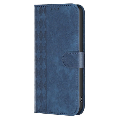 For Xiaomi Redmi 12 4G Plaid Embossed Leather Phone Case(Blue) - Xiaomi Cases by buy2fix | Online Shopping UK | buy2fix