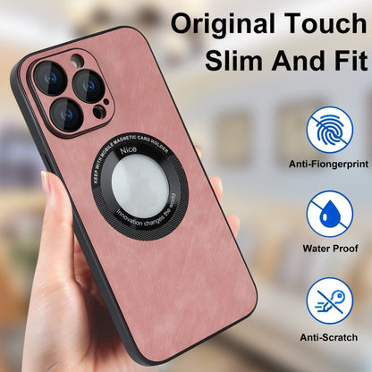For iPhone 13 Pro Max Skin Feel Leather MagSafe Magnetic Phone Case(Pink) - iPhone 13 Pro Max Cases by buy2fix | Online Shopping UK | buy2fix