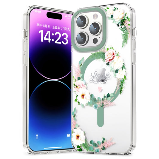 For iPhone 13 MagSafe Magnetic TPU Phone Case(White Pink Rose) - iPhone 13 Cases by buy2fix | Online Shopping UK | buy2fix