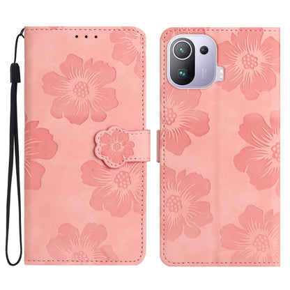 For Xiaomi Mi 11 Pro Flower Embossing Pattern Leather Phone Case(Pink) - Xiaomi Cases by buy2fix | Online Shopping UK | buy2fix