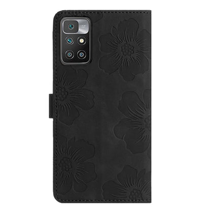 For Xiaomi Redmi 10 Flower Embossing Pattern Leather Phone Case(Black) - Xiaomi Cases by buy2fix | Online Shopping UK | buy2fix