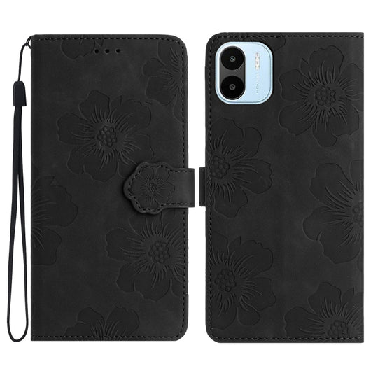 For Xiaomi Redmi A1 Flower Embossing Pattern Leather Phone Case(Black) - Xiaomi Cases by buy2fix | Online Shopping UK | buy2fix