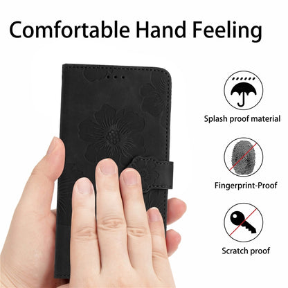 For Xiaomi Redmi Note 10 5G Flower Embossing Pattern Leather Phone Case(Black) - Xiaomi Cases by buy2fix | Online Shopping UK | buy2fix