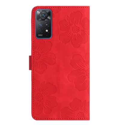 For Xiaomi Redmi Note 11 Pro 5G Global Flower Embossing Pattern Leather Phone Case(Red) - Redmi Note 11 Pro Case by buy2fix | Online Shopping UK | buy2fix