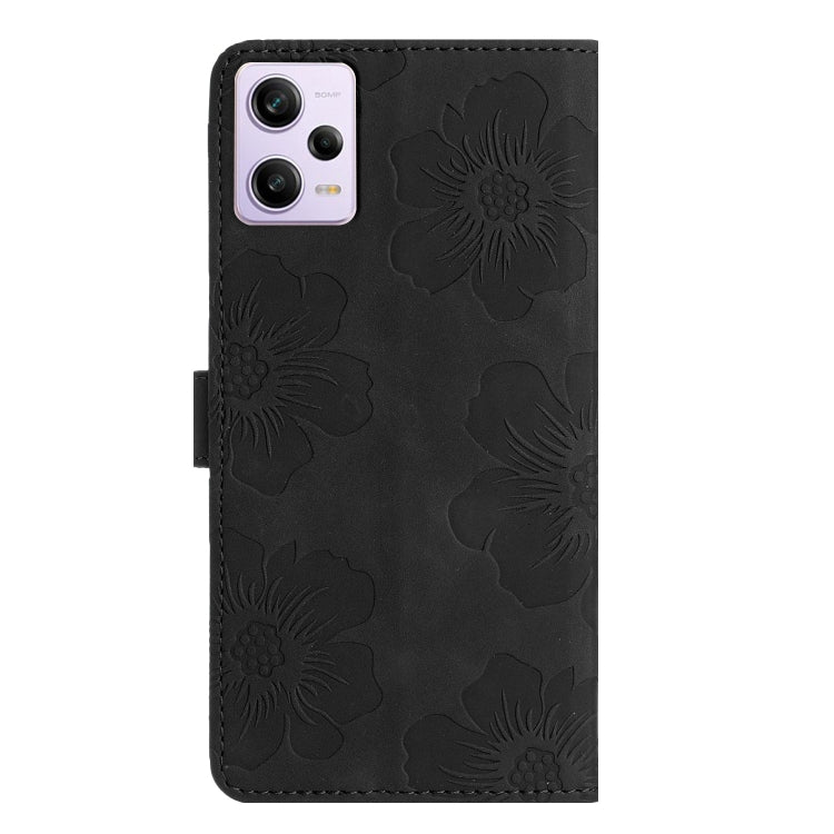 For Xiaomi Redmi Note 12 Pro 5G Flower Embossing Pattern Leather Phone Case(Black) - Note 12 Pro Cases by buy2fix | Online Shopping UK | buy2fix