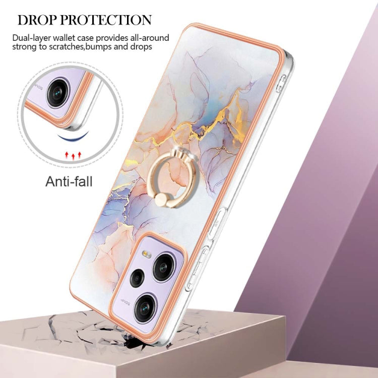 For Xiaomi Redmi Note 12 Pro 5G Global Electroplating IMD TPU Phone Case with Ring(White Marble) - Note 12 Pro Cases by buy2fix | Online Shopping UK | buy2fix