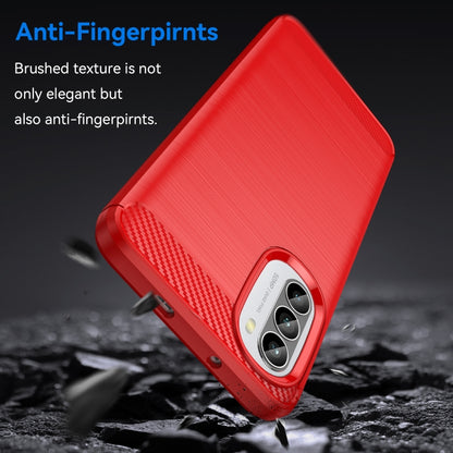 For Motorola Moto G52 Brushed Texture Carbon Fiber TPU Phone Case(Red) - Motorola Cases by buy2fix | Online Shopping UK | buy2fix