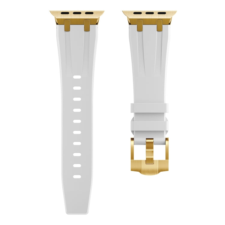 AP Silicone Watch Band For Apple Watch SE 40mm(Gold White) - Watch Bands by buy2fix | Online Shopping UK | buy2fix