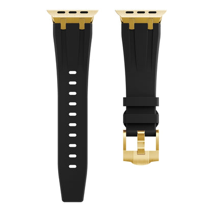 AP Silicone Watch Band For Apple Watch 6 44mm(Gold Black) - Watch Bands by buy2fix | Online Shopping UK | buy2fix