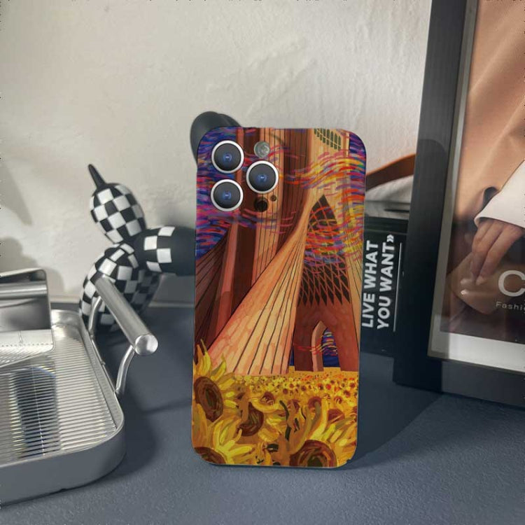For iPhone 12 mini Precise Hole Oil Painting Pattern PC Phone Case(Architectural Painting) - iPhone 12 mini Cases by buy2fix | Online Shopping UK | buy2fix