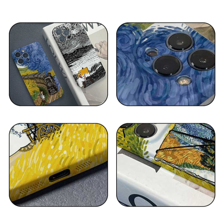 For iPhone 12 Pro Max Precise Hole Oil Painting Pattern PC Phone Case(Handcart) - iPhone 12 Pro Max Cases by buy2fix | Online Shopping UK | buy2fix