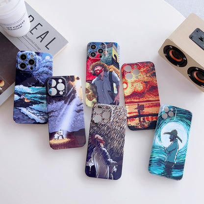 For iPhone 12 Precise Hole Oil Painting Pattern PC Phone Case(Sea Wave) - iPhone 12 / 12 Pro Cases by buy2fix | Online Shopping UK | buy2fix