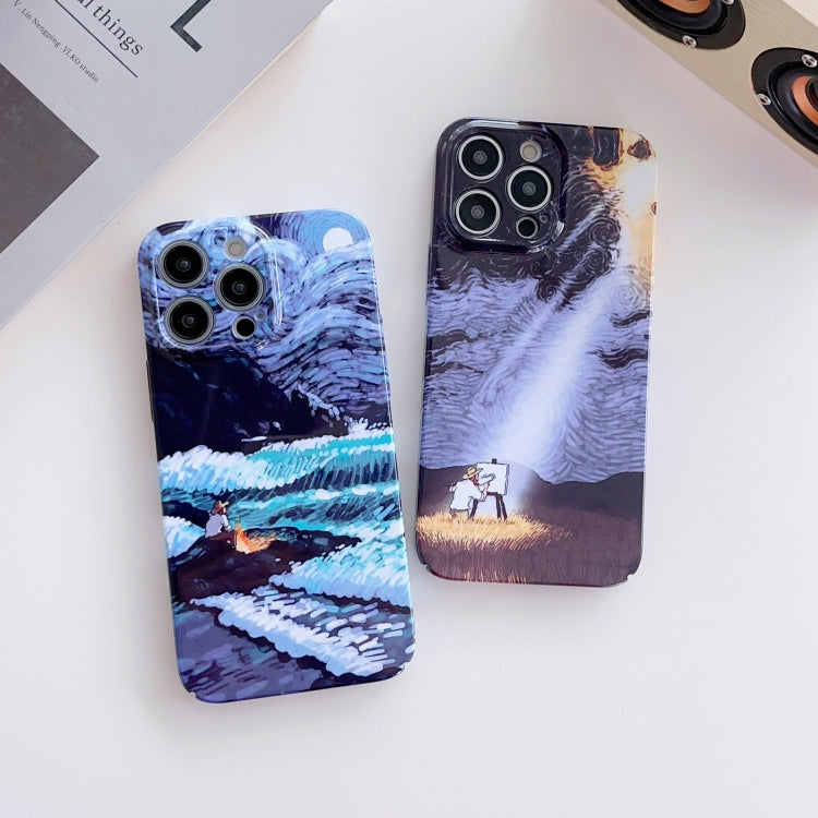 For iPhone XR Precise Hole Oil Painting Pattern PC Phone Case(Thinker) - More iPhone Cases by buy2fix | Online Shopping UK | buy2fix