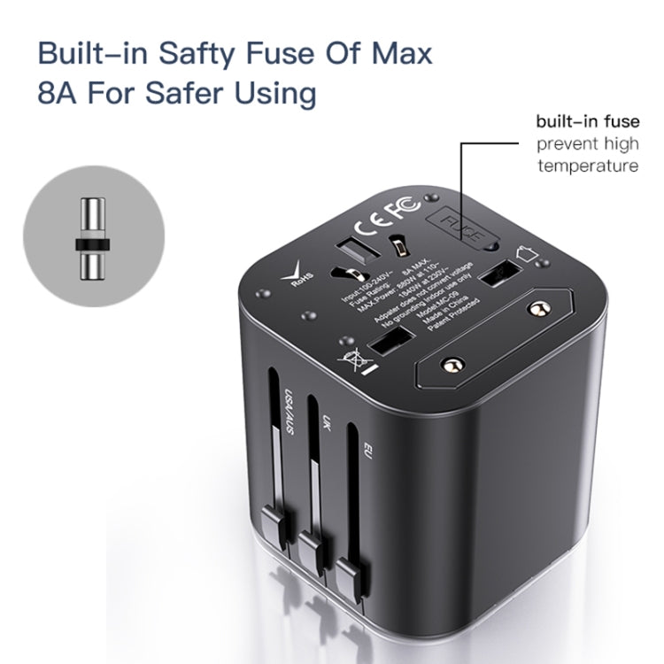 Yesido MC-09 Multi-function Universal Travel Adapter Plug(Black) - Extension Socket by Yesido | Online Shopping UK | buy2fix