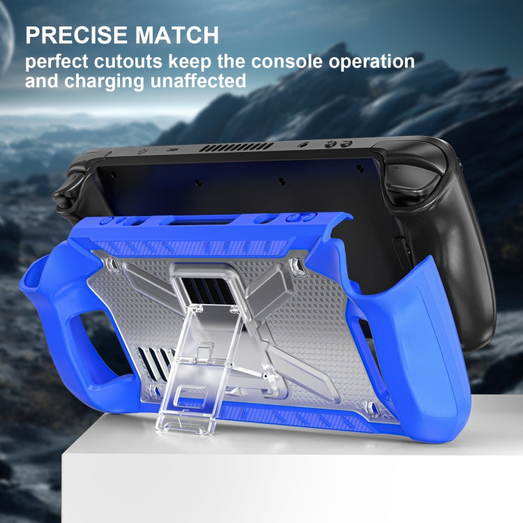 For Steam Deck Shockproof Game Console Case with Holder & Shoulder Strap(Blue+Transparent) - Accessories by buy2fix | Online Shopping UK | buy2fix