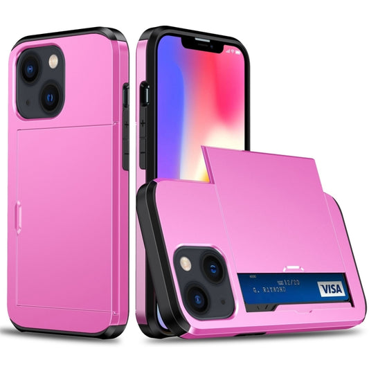 For iPhone 15 Plus Shockproof Armor Phone Case with Slide Card Slot(Pink) - iPhone 15 Plus Cases by buy2fix | Online Shopping UK | buy2fix