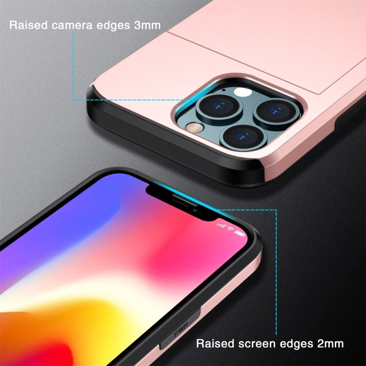 For iPhone 15 Pro Shockproof Armor Phone Case with Slide Card Slot(Rose Gold) - iPhone 15 Pro Cases by buy2fix | Online Shopping UK | buy2fix