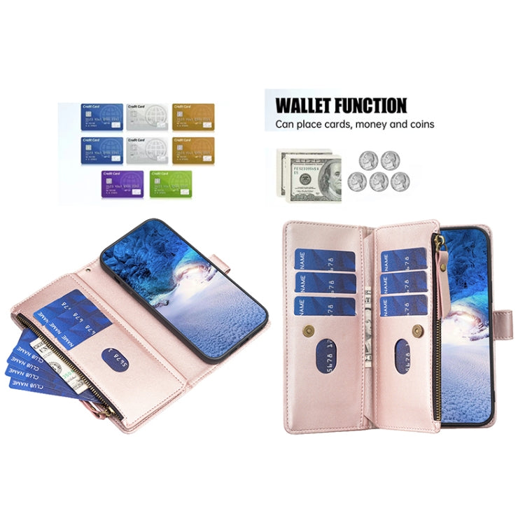 For Xiaomi 12 Pro 9 Card Slots Zipper Wallet Leather Flip Phone Case(Rose Gold) - 12 Pro Cases by buy2fix | Online Shopping UK | buy2fix