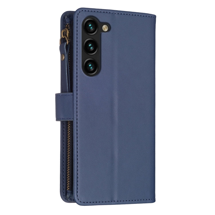 For Samsung Galaxy S23+ 5G 9 Card Slots Zipper Wallet Leather Flip Phone Case(Blue) - Galaxy S23+ 5G Cases by buy2fix | Online Shopping UK | buy2fix