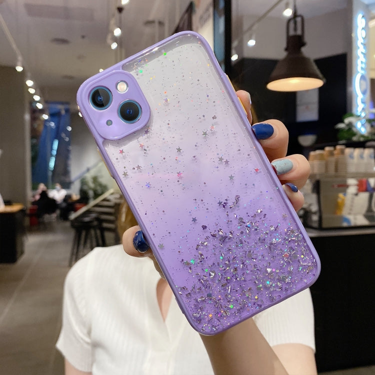 For iPhone 14 Starry Gradient Glitter Powder TPU Phone Case(Purple) - iPhone 14 Cases by buy2fix | Online Shopping UK | buy2fix