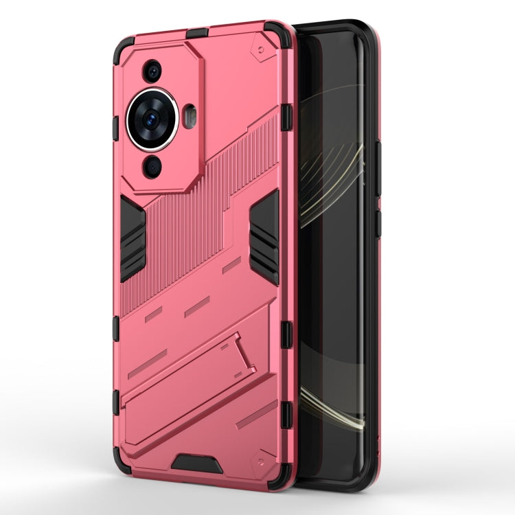 For Huawei nova 11 Pro 4G Punk Armor 2 in 1 PC + TPU Phone Case with Holder(Light Red) - Huawei Cases by buy2fix | Online Shopping UK | buy2fix