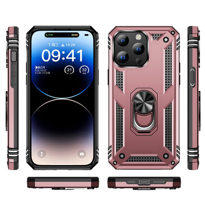 For iPhone 15 Plus Shockproof TPU + PC Phone Case with Holder(Rose Gold) - iPhone 15 Plus Cases by buy2fix | Online Shopping UK | buy2fix