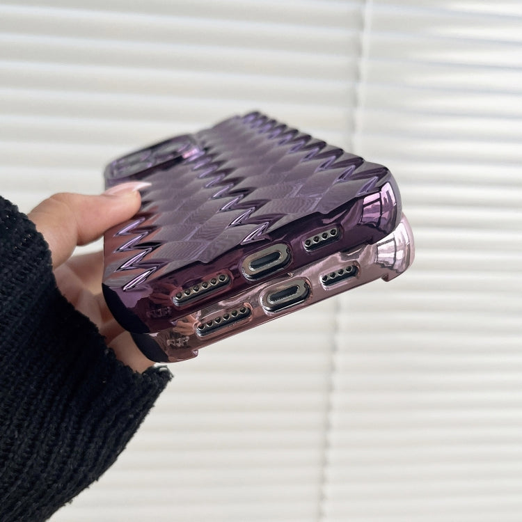 For iPhone 15 Pro Max Retro Weave Texture Electroplating Phone Case(Purple) - iPhone 15 Pro Max Cases by buy2fix | Online Shopping UK | buy2fix