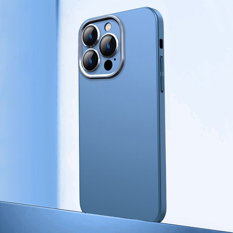 For iPhone 12 Pro Max Frosted Metal Material Phone Case with Lens Protection(Blue) - iPhone 12 Pro Max Cases by buy2fix | Online Shopping UK | buy2fix