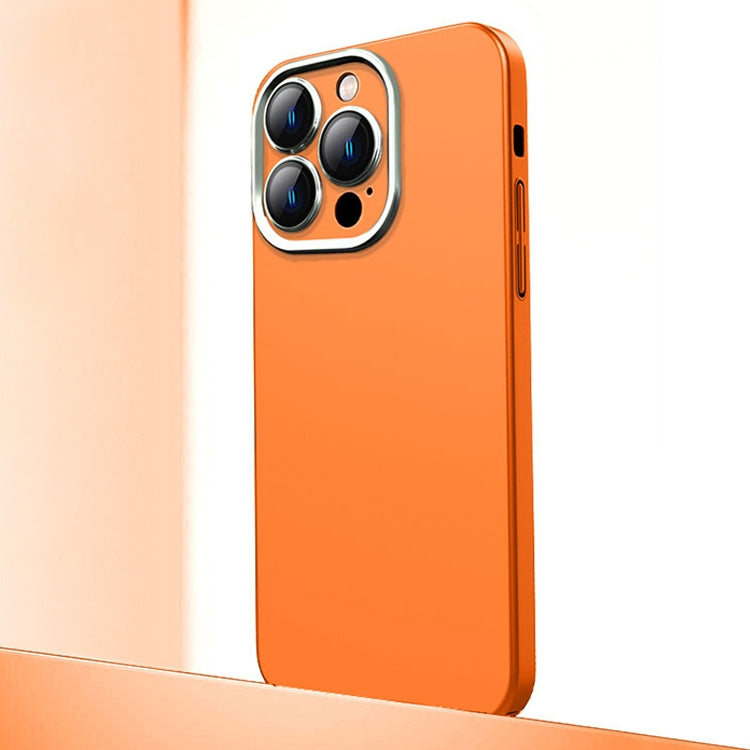 For iPhone 14 Pro Max Frosted Metal Material Phone Case with Lens Protection(Orange) - iPhone 14 Pro Max Cases by buy2fix | Online Shopping UK | buy2fix