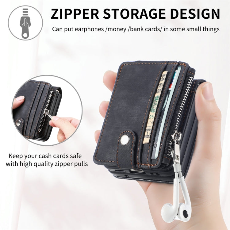 For Samsung Galaxy Z Flip5 Skin-feel PU Zipper Wallet Phone Case(Black) - Galaxy Z Flip5 Cases by buy2fix | Online Shopping UK | buy2fix
