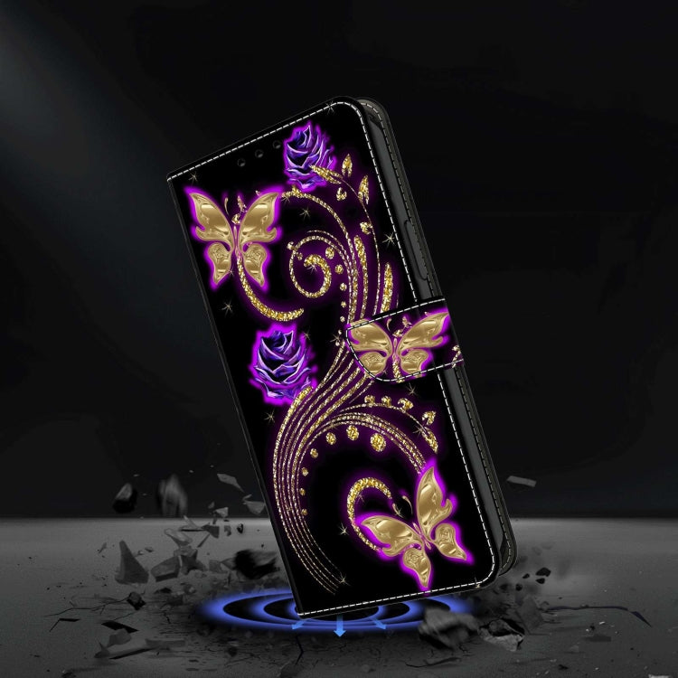 For Xiaomi Redmi 9 Crystal 3D Shockproof Protective Leather Phone Case(Purple Flower Butterfly) - Xiaomi Cases by buy2fix | Online Shopping UK | buy2fix