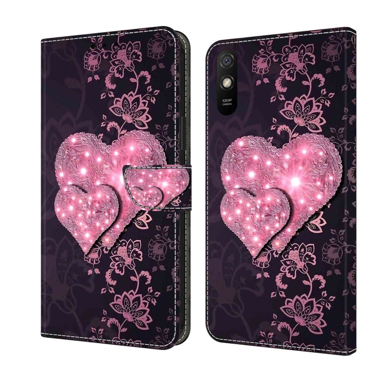 For Xiaomi Redmi 9A Crystal 3D Shockproof Protective Leather Phone Case(Lace Love) - Xiaomi Cases by buy2fix | Online Shopping UK | buy2fix