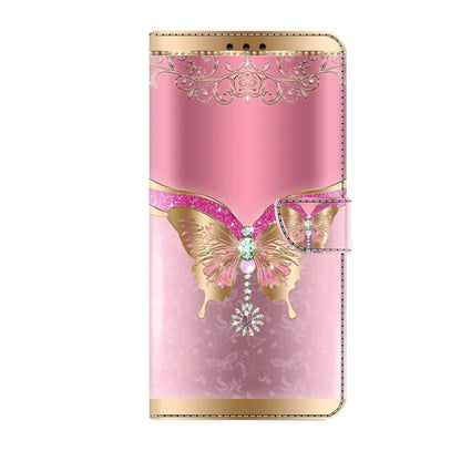 For Xiaomi Redmi Note 8T Crystal 3D Shockproof Protective Leather Phone Case(Pink Bottom Butterfly) - Xiaomi Cases by buy2fix | Online Shopping UK | buy2fix