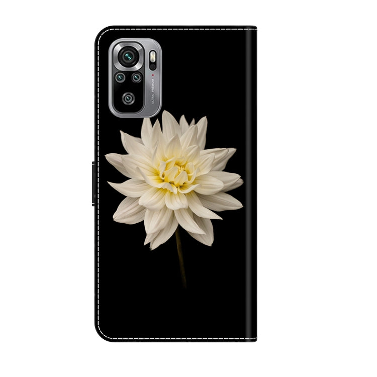 For Xiaomi Redmi Note 10 4G Crystal 3D Shockproof Protective Leather Phone Case(White Flower) - Xiaomi Cases by buy2fix | Online Shopping UK | buy2fix