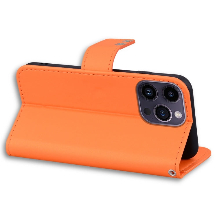 For iPhone 15 Pro Max Cartoon Buckle Horizontal Flip Leather Phone Case(Orange) - iPhone 15 Pro Max Cases by buy2fix | Online Shopping UK | buy2fix