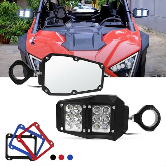For 1.75 - 2 inch UTV-26 UTV / ATV Three Color Rear Frame Reflective Mirror with LED Lights - Convex Mirror & Accessories by buy2fix | Online Shopping UK | buy2fix