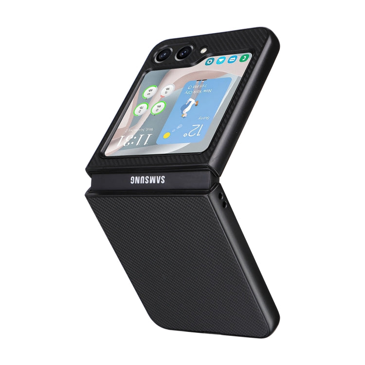 For Samsung Galaxy Z Flip5 5G PU Leather PC Phone Case(Black) - Galaxy Z Flip5 Cases by buy2fix | Online Shopping UK | buy2fix