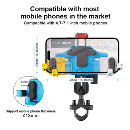 MOTOSLG Crab Motorcycle Phone Clamp Bracket L-Type Rear Mirror Mount(Blue White Red) - Holder by MOTOLSG | Online Shopping UK | buy2fix