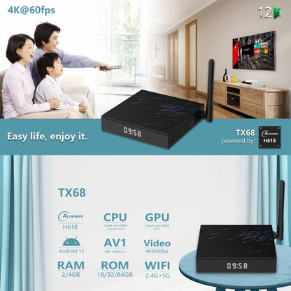 H618-TX68 Android 12.0 Allwinner H618 Quad Core Smart TV Box, Memory:2GB+16GB(AU Plug) - Allwinner H6 by buy2fix | Online Shopping UK | buy2fix