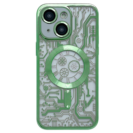 For iPhone 14 Electroplated Circuit Board Pattern MagSafe Phone Case(Green) - iPhone 14 Cases by buy2fix | Online Shopping UK | buy2fix