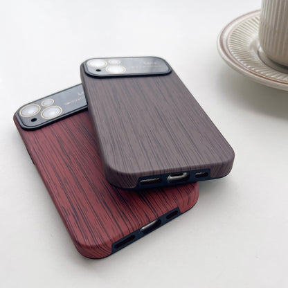 For iPhone XR Wood Grain TPU Phone Case with Lens Film(Beige) - More iPhone Cases by buy2fix | Online Shopping UK | buy2fix