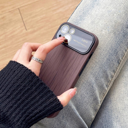 For iPhone XS Max Wood Grain TPU Phone Case with Lens Film(Red) - More iPhone Cases by buy2fix | Online Shopping UK | buy2fix