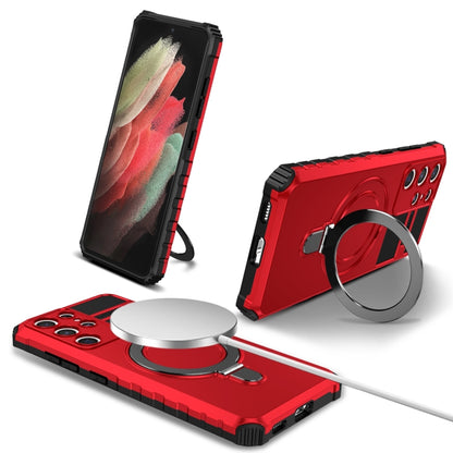 For Samsung Galaxy S21 Ultra 5G MagSafe Magnetic Holder Phone Case(Red) - Galaxy S21 Ultra 5G Cases by buy2fix | Online Shopping UK | buy2fix