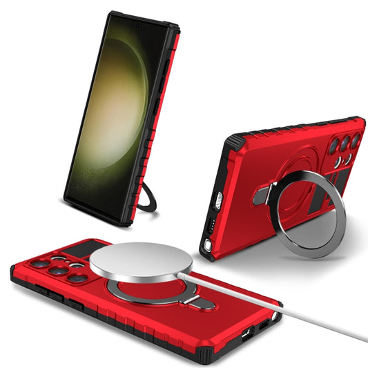 For Samsung Galaxy S23 Ultra 5G MagSafe Magnetic Holder Phone Case(Red) - Galaxy S23 Ultra 5G Cases by buy2fix | Online Shopping UK | buy2fix